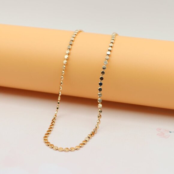 "Flat Disc Rose Gold Necklace Chic Reflective Shine, XPNL0136 - Picture 1 of 12